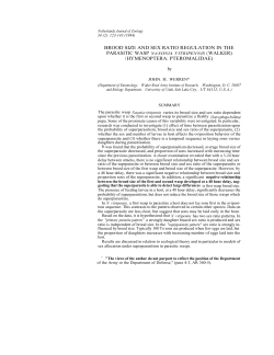 BROOD SIZE AND SEX RATIO REGULATION IN THE