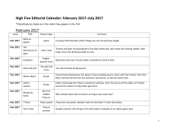High Five Editorial Calendar: February 2017&ndash;July 2017 February 2017