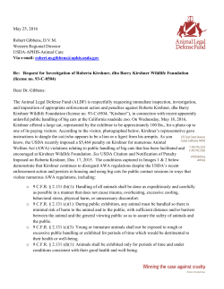 (USDA) open an investigation of the Barry Kirshner