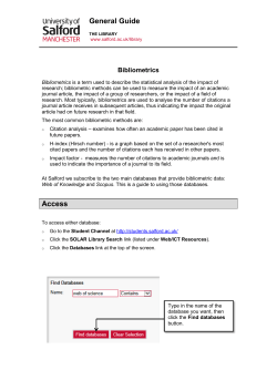 Bibliometrics - the University of Salford