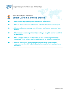 South Carolina - Legal Recognition of Same
