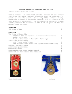 Foreign Medals to Canadians - Canadian Orders Decorations