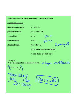 Section 5.6анаThe Standard Form of a Linear Equation Equations of