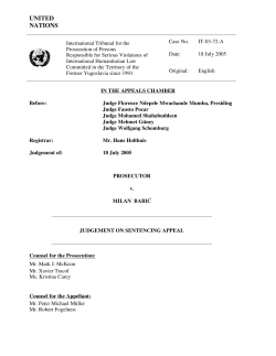 Sentencing Appeal - International Criminal Tribunal for the former