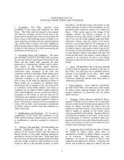 AICHI FORGE USA, INC. PURCHASE ORDER TERMS AND
