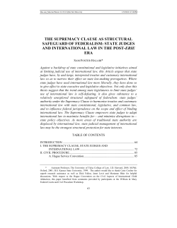 The Supremacy Clause as Structural Safeguard of Federalism: State