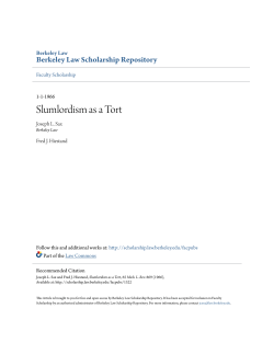Slumlordism as a Tort - Berkeley Law Scholarship Repository