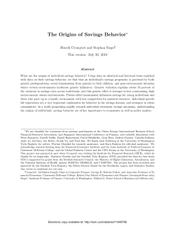 The Origins of Savings Behavior - Department of Economics, Yale