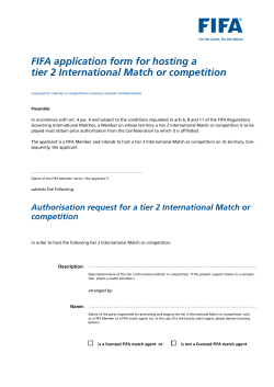 FIFA application form for hosting a tier 2 International Match or
