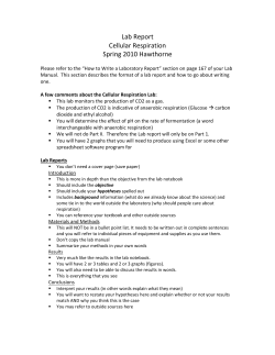 Lab Report Cellular Respiration Spring 2010 Hawthorne