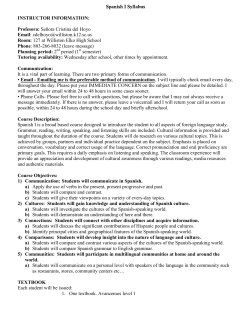 Syllabus Spanish I 2015-2016 - Williston School District 29