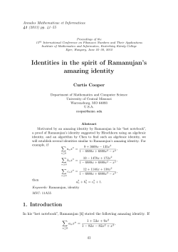 Identities in the spirit of Ramanujan`s amazing identity