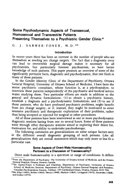 Some Psychodynamic Aspects of Transsexual, Homosexual and