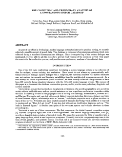 THE COLLECTION AND PRELIMINARY ANALYSIS OF A