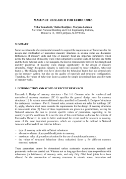 MASONRY RESEARCH FOR EUROCODES