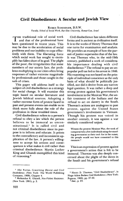 Civil Disobedience: A Secular and Jewish View