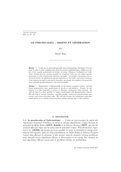 LE PSEUDO-AL&Eacute;A : OBJETS ET G&Eacute;N&Eacute;RATION par David Xiao