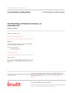 The Methodology of Ptolemaic Astronomy : an