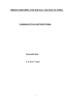 PRISON REFORM AND SOCIAL CHANGE IN INDIA