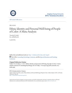 Ethnic Identity and Personal Well-being of People of Color