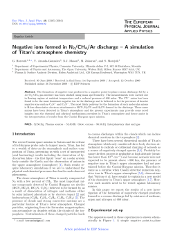 Negative ions formed in N 2/CH 4/Ar discharge&ndash;a simulation of