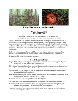 PBC 401/BIO 350 Plant Evolution and Diversity