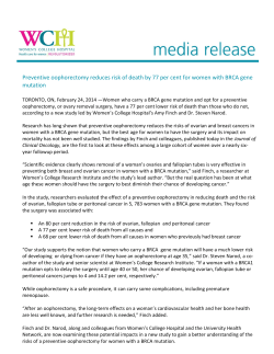 Preventive oophorectomy reduces risk of death by 77 per cent for