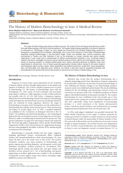 The History of Modern Biotechnology in Iran: A Medical Review