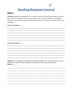 Reading Response Journal Week 1