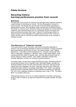 Pekka Gronow Recycling history: learning performance practice