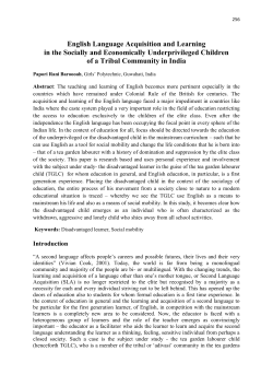 English Language Acquisition and Learning in the Socially and