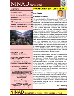 "NINAD" April - June, 2016 Issue