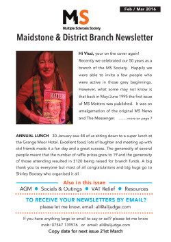 Maidstone Branch Newsletter - Febrary 2016