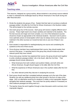 GCSE History Source investigation African Americans after the Civil