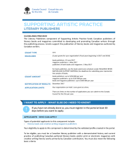 Literary Publishers - Canada Council portal