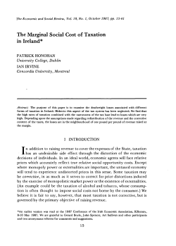 The Marginal Social Cost of Taxation in Ireland