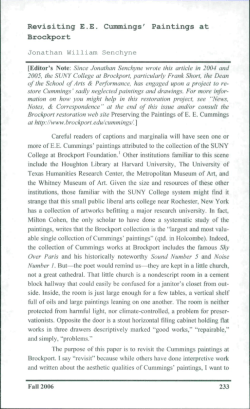 Revisiting EE Cummings` Paintings at Brockport