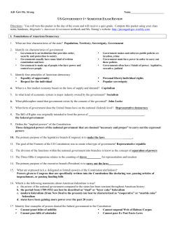 st Semester Exam Review Key - Adv US Gov Home