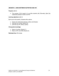 Session 3. Links Between Nutrition and HIV