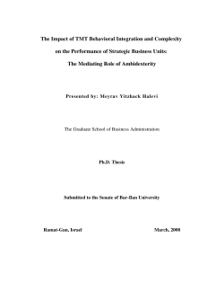 The Impact of TMT Behavioral Integration and Complexity on the