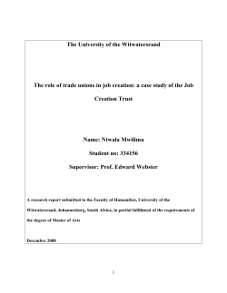The University of the Witwatersrand The role of trade unions in job