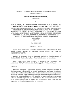 4D14-419-Wachovia Mortgage Corp. v. Paul J. Posti, Jr., etc., Bella