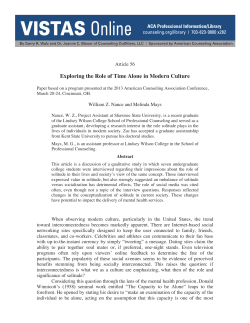 Exploring the Role of Time Alone in Modern Culture