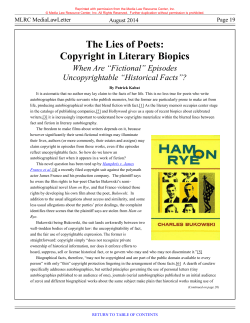 The Lies of Poets: Copyright in Literary Biopics