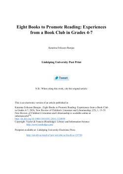 Eight Books to Promote Reading: Experiences from a Book