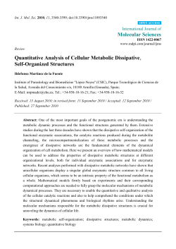 Quantitative Analysis of Cellular Metabolic Dissipative, Self