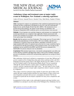 Ambulance triage and treatment zones at major rugby events in