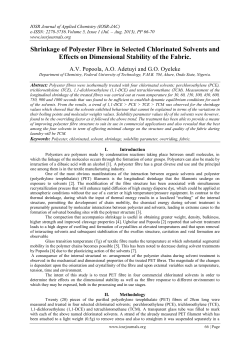 Shrinkage of Polyester Fibre in Selected Chlorinated Solvents and