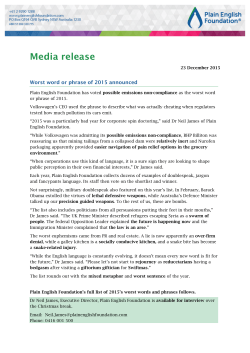 Worst Words of 2015 media release