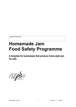 Homemade Jam Food Safety Programme